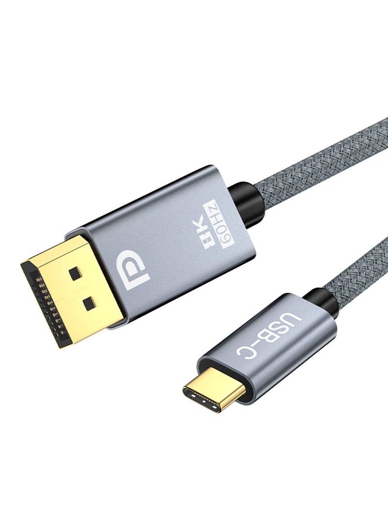 كابل USB C إلى DisplayPort، 8K 60Hz غير ثنائي الاتجاه من النوع C إلى DP بطول 6.6 قدم/2 متر (4K 60Hz 144Hz 120Hz) 32.4 جيجابت في الثانية، كابل من النوع C إلى DP لجهاز MacBook Pro، MacBook Air/iPad Pro 2020، XPS - Image 1